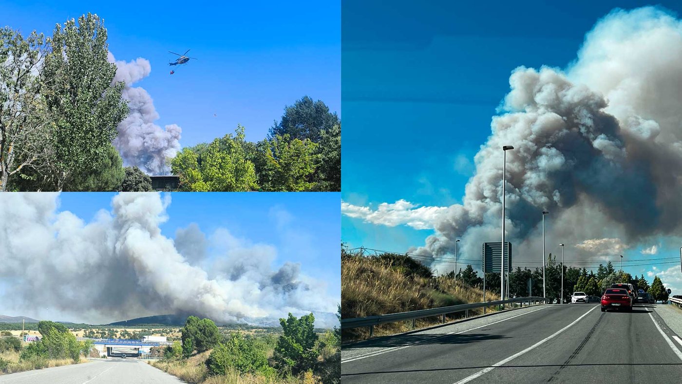 Un incendio forestal en Lozoyuela obliga a confinar dos municipios y desalojar una urbanización en Madrid