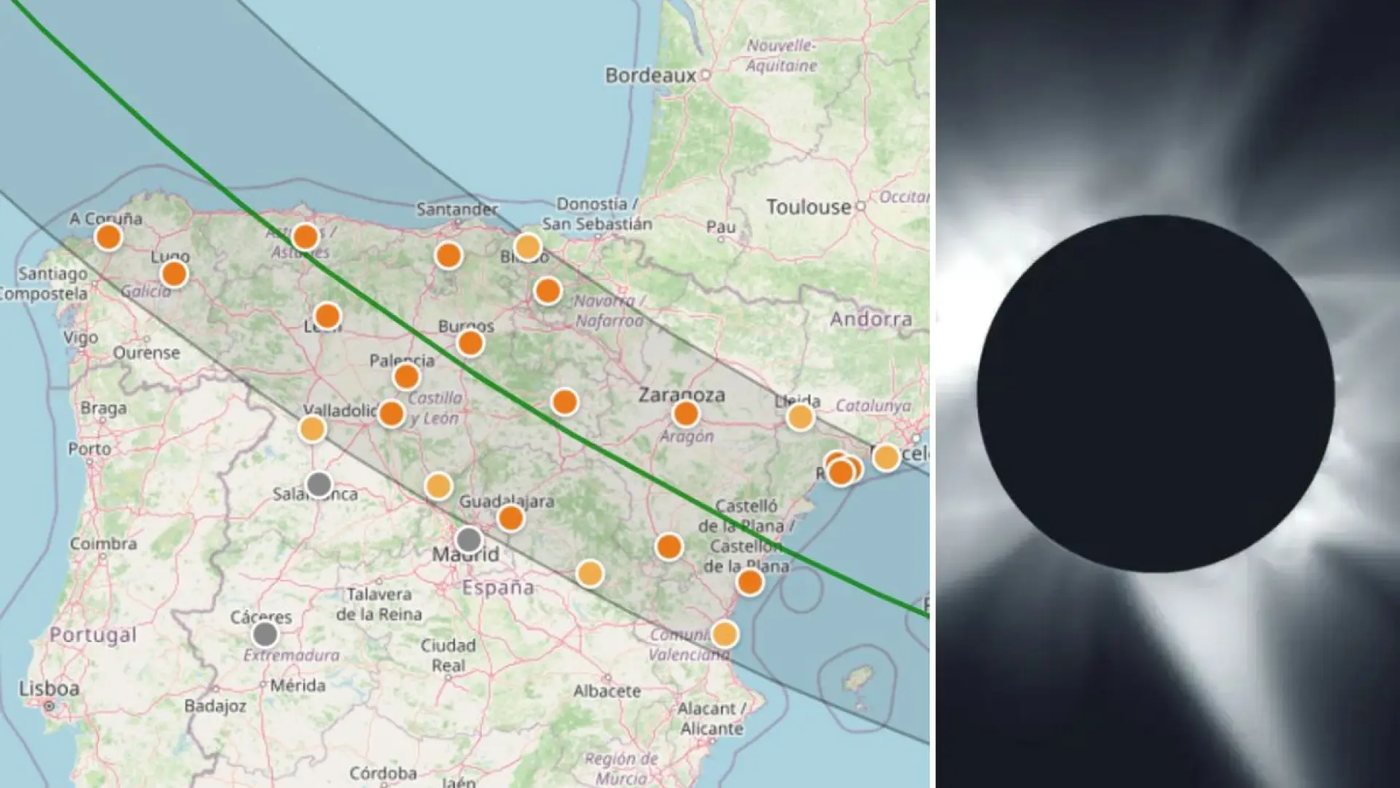 Este mapa interactivo desvela los mejores lugares de tu ciudad para ver el eclipse solar del 12 de agosto