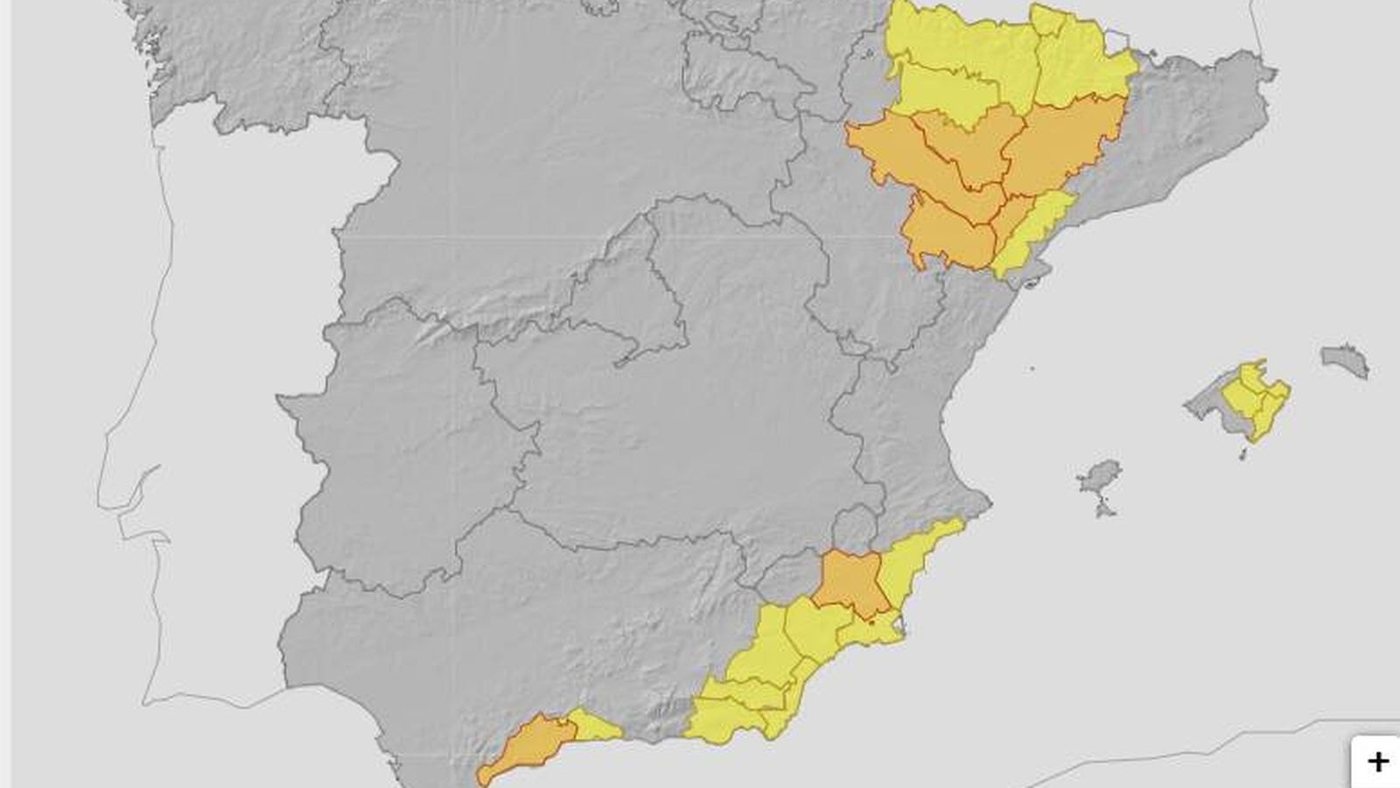 La AEMET activa el aviso rojo en Gran Canaria por máximas de 40 °C y alerta por tormentas en Aragón y Cataluña