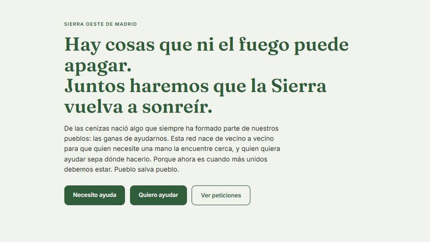 Vecinos de la Sierra Oeste crean una plataforma web para coordinar la ayuda tras los incendios
